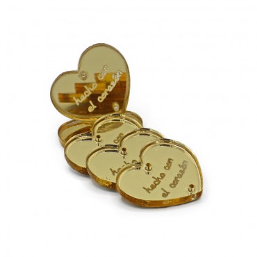 Étiquette en plexiglas miroir cœur hecho con el corazón | Tessiland