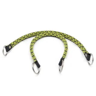 Diamond Fabric Handles with Rings and Eco-Leather Finishes Made in Italy Lime grigio