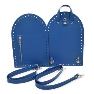 Set mochila Pocket en ecopiel para ganchillo con bolsillo Bluette