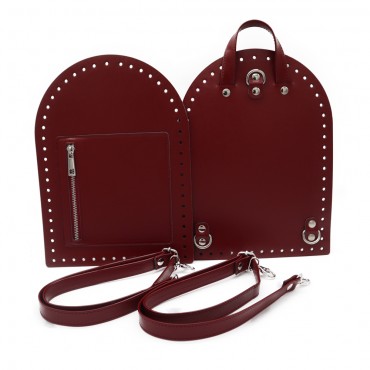 Set zaino Pocket in ecopelle per uncinetto con tasca zip e tracolle Bordeaux