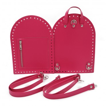 Set zaino Pocket in ecopelle per uncinetto con tasca zip e tracolle Magenta
