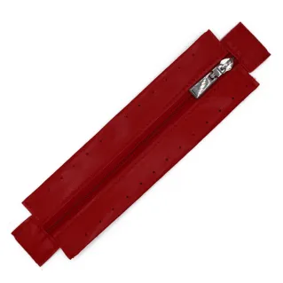 Zipper in eco-leather with sewable border for bags Rosso