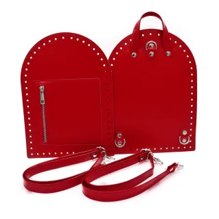 Set mochila Pocket en ecopiel para ganchillo con bolsillo Rojo