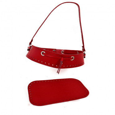 Set borsa Secchiello bucket bag in ecopelle con coulisse e manico Rosso