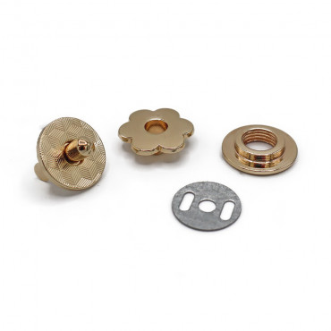 Bottone magnetico Fiore chiusura per borse con alette 20mm Oro