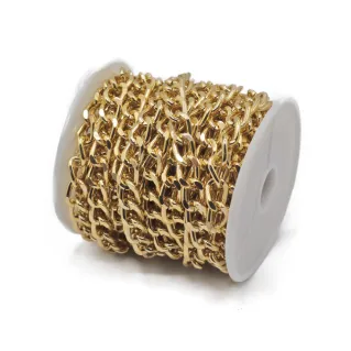 Cadena diamantada 10x7mm para bolso rollo 5mt Oro