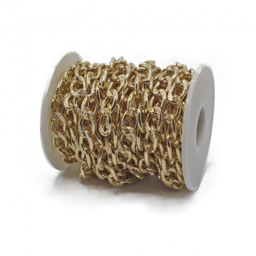 Catena martellata 14x10mm per borse roll 5mt Oro