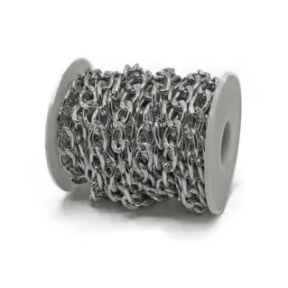 Chaîne martelée 14x10mm pour sacs roll 5mt Argento