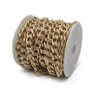 Cadena diamantada 11x7mm para bolsos rollo 5mt Oro