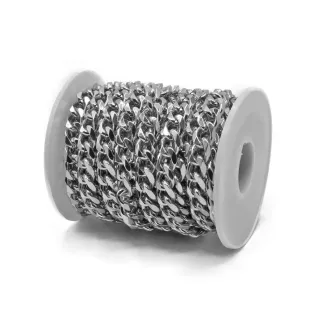12x9mm Diamond Chain for Pouches and Bags 5m Argento