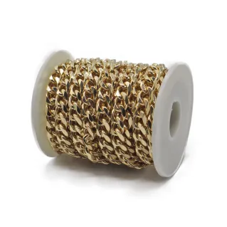 Cadena diamantada 12x9mm para pochette y bolsas roll 5mt Oro