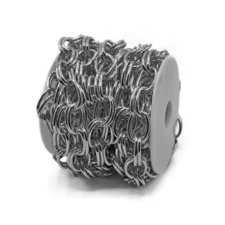 Cadena tándem de doble anillo 23x16mm para bolsas rollo 5mt Argento