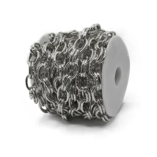 Double Ring Tandem Chain 20x14mm for Bags Roll 5m Argento