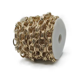 Cadena tandem de doble anillo 20x14mm para bolsas roll 5mt Oro