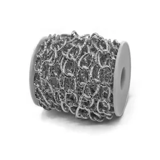 Chaîne martelée à maillon simple 18x12mm pour sacs roll 5m Argento