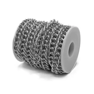 Double Hammered Chain 16x10mm for Bags 5m Argento