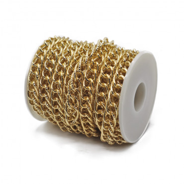 Catena martellata doppiata 16x10mm per borse roll 5mt Oro