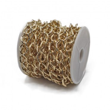 Catena rombo buccerellato 13x10mm per borse roll 5mt Oro