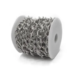 Cadena martillada de aluminio 18x13mm para bolsos y pochettes 5mt Argento