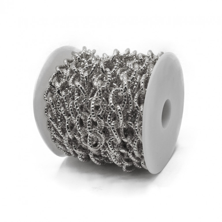 Catena martellata in alluminio 18x13mm per borse e pochette roll 5mt