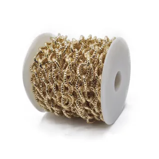 Hammered Aluminum Chain 18x13mm for Bags and Pouches 5m Oro