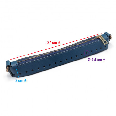 Chiusura Easy zip ecopelle 27cm Navy Oro | Tessiland