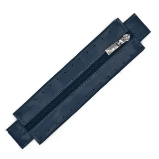 Zipper in eco-leather with sewable border for bags Navy