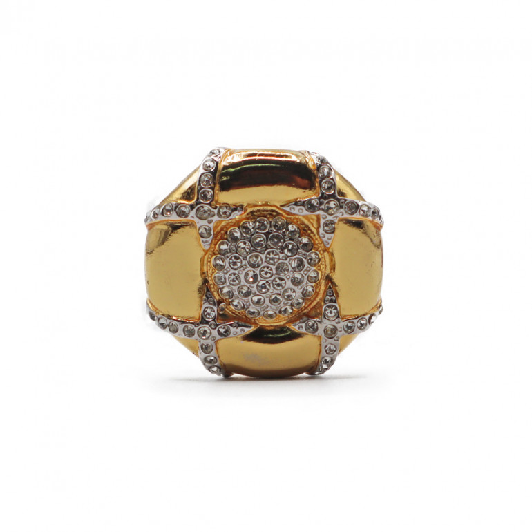 Bottone gioiello Strassoro in metallo oro e strass 34mm Made in Italy