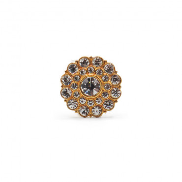 Elisabetta Jewel Button: Royal Flower in Metal and Rhinestones | Tessiland