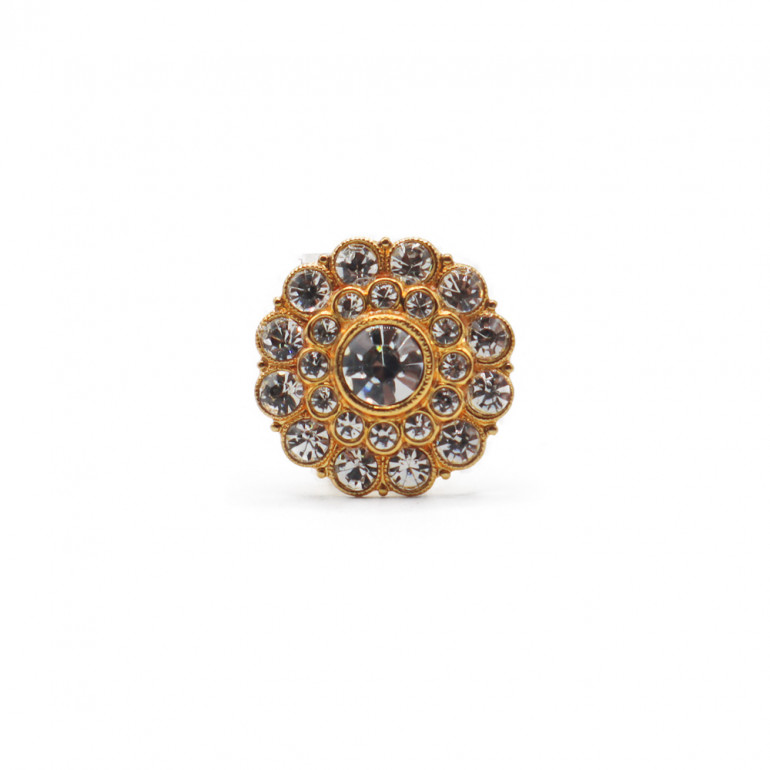 Bouton Bijou Elisabetta: Fleur Royale en Métal et Strass | Tessiland