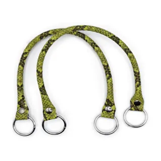 Circle Handles Reinforced Eco-Leather with Silver Rings 43cm 2pcs Lime
