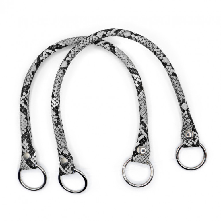 Pair of Circle handles in Ecopelle for crochet creations Vipera Gray | Tessiland