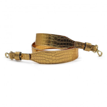 Asa de hombro Miss Coccodrillo Lux en Ecopiel Oro: Elegancia para tu bolso de crochet | Tessiland