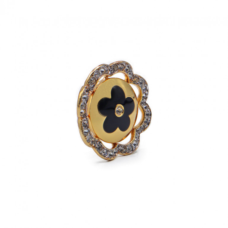 Bottone gioiello Margherita in metallo e cristalli 35mm Made in Italy