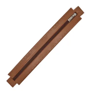 Zipper in eco-leather with sewable border for bags Cuoio