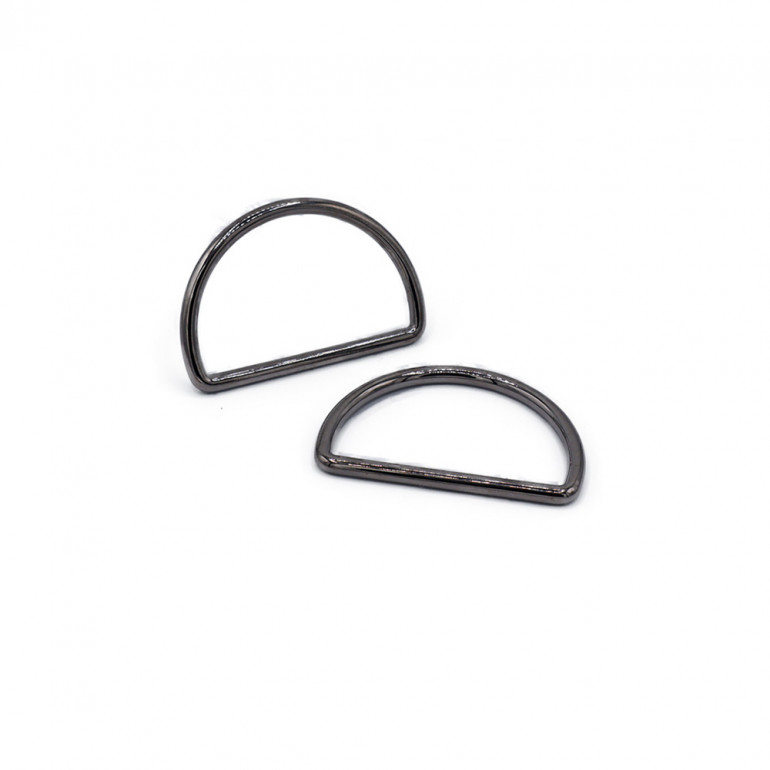 Anneaux semi-circulaires Gunmetal 25 mm - Accessoires polyvalents pour des créations uniques | Tessiland