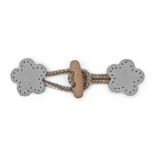 Flower Hook in Alcantara and Wood for Sewing Gray
