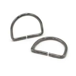 Open Semi-Circular Rings for Bags in Iron Made in Italy 2pcs Argento