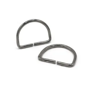 Open Semi-Circular Rings for Bags in Iron Made in Italy 2pcs Argento