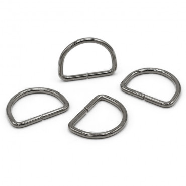 Anillos Semicirculares Abiertos de 25 mm en Plata para Accesorios de Crochet | Tessiland