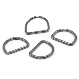 Open Semi-Circular Rings for Bags in Iron Made in Italy 4pcs Argento
