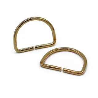 Open Semi-Circular Rings for Bags in Iron Made in Italy 2pcs Oro