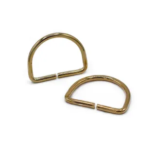 Open Semi-Circular Rings for Bags in Iron Made in Italy 2pcs Oro