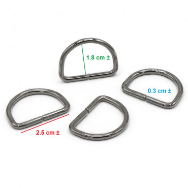 Anillos Semicirculares Abiertos de 25 mm en Plata para Accesorios de Crochet | Tessiland