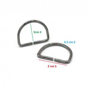 Anelli semicircolari aperti Argento 30mm per accessori crochet | Tessiland