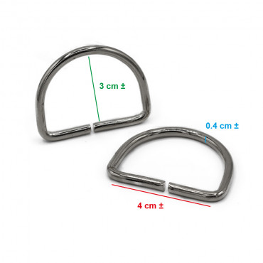 40mm Silver Open Semi-Circular Rings for Crochet Accessories | Tessiland