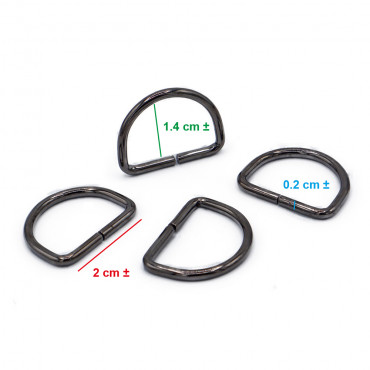 Anneaux Semi-circulaires Ouverts de 20mm Gunmetal pour Accessoires de Crochet | Tessiland