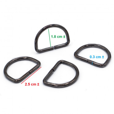 Anneaux Semi-circulaires Ouverts de 25mm Gunmetal pour Accessoires de Crochet | Tessiland