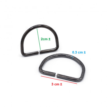 30mm Gunmetal gray Open Semi-Circular Rings for Crochet Accessories | Tessiland