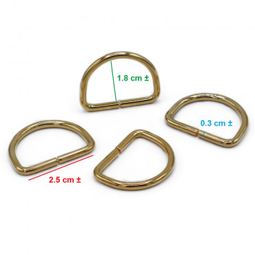 Anillos Semicirculares Abiertos de 25 mm en Dorado para Accesorios de Crochet | Tessiland
